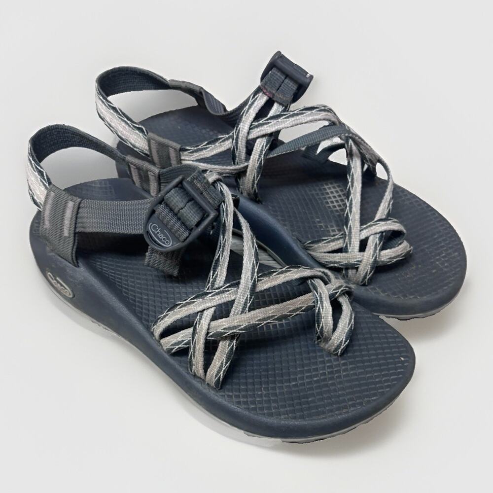 Chaco Womens 8 Black Gray Strappy Adjustable Sport Hiking Sandals